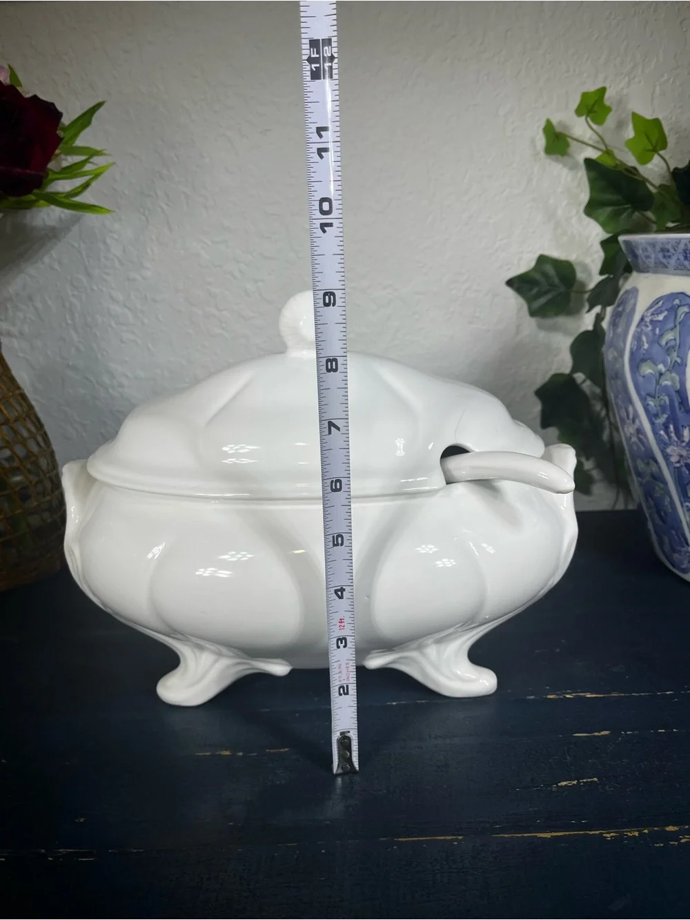 Classic White Porcelain Covered Soup Tureen with Ladle Loucartes, Portugal
